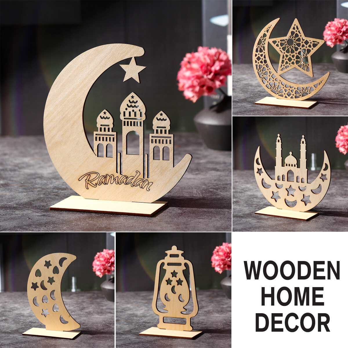 Generic DIY Wooden Mubarak Ramadan Eid Muslim Islamic Gift Ornament