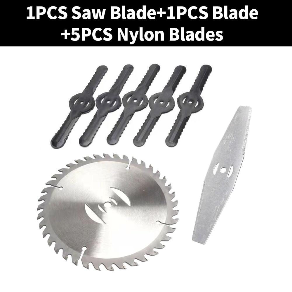 5pcs 1 bộ lưỡi cưa s của phụ kiện máy cắt cỏ bao gồm 5pcs nylon lưỡi 1pcs một-từ lưỡi 1pcs 6 inch lưỡi cưa tròn lưỡi cưa