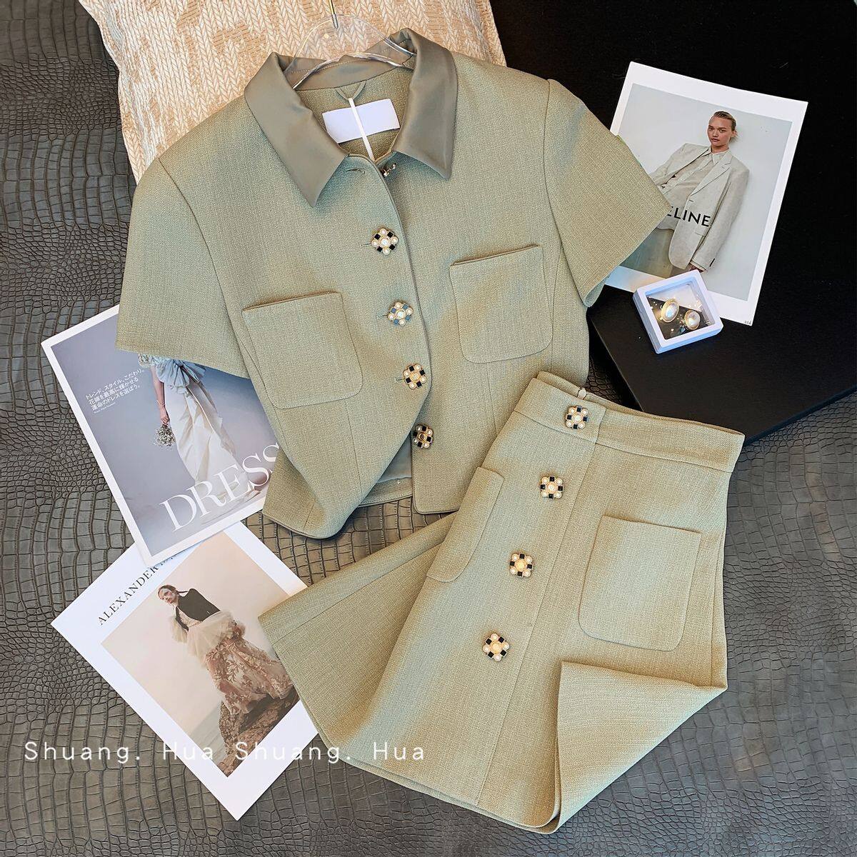 Xiaoxiangfeng váy vest váy nữ dáng lửng cá tính retro cổ điển nước ngoài thời trang giải trí mới mùa hè 2023 hai mảnh
