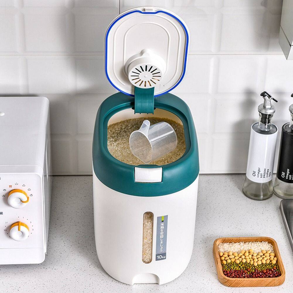 Inapo đa năng với cốc đo lường hạt Jar kín gạo Dispenser hộp lưu trữ hộp đựng thức ăn Thùng gạo