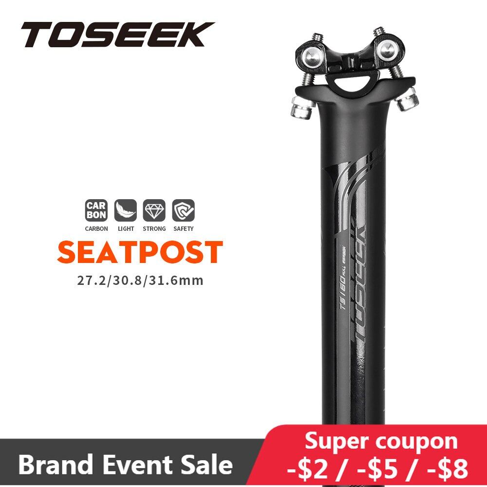 Toseek cốt yên carbon 27.2/30.8/31.6mm đen mờ mtb/xe đạp đường trường cốt yên offset 0mm cốt yên xe đạp cốt yên chiều dài 400mm phụ tùng xe đạp