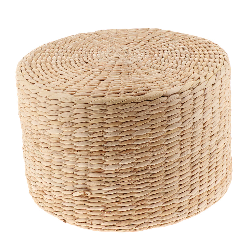 12 inch Rustic Floor Cushion Straw Pouf Seat Meditation Ottoman Home Decor