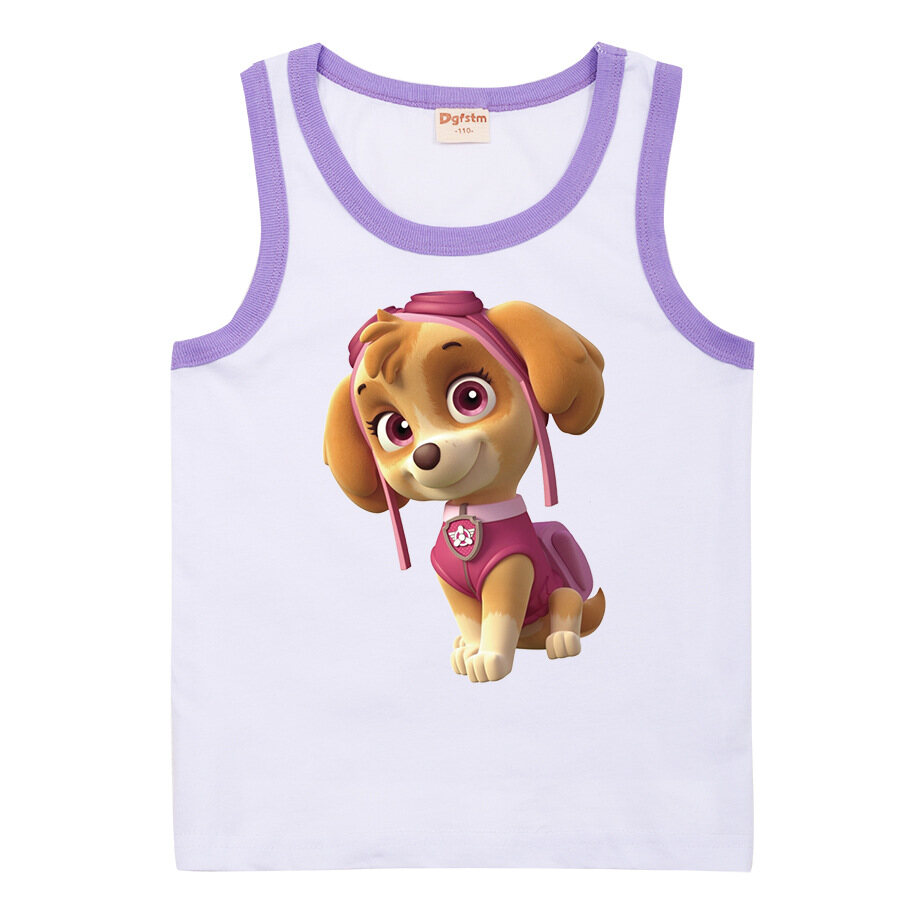 PAW Patrol Boys Tank Tops Girls Summer Sleeveless T-shirt Summer New Girls Summer Cotton Tops Children's Vests 8274 Kids Clothing Cotton Casual Tops - 2