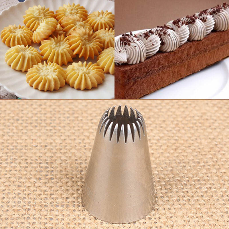 Baixu Vòi Phun Bánh Ngọt Dụng Cụ Làm Bánh Quy Đa Năng Dụng Cụ Nhà Bếp 19 Răng Màu Bạc Trang Trí Bánh Kẹo Mềm Tự Làm Bằng Thép Không Gỉ 304