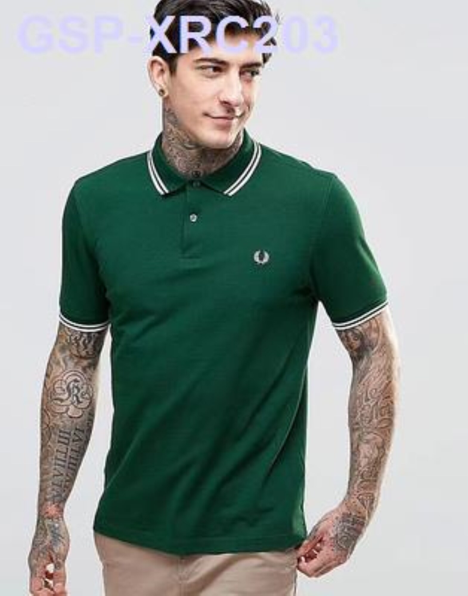 ☌Fred Perry FRED PERRY Áo Phông Thêu Nam Mới Cotton Áo Polo Với Ve Áo Tay Ngắn Và Doanh Nhân Đi Chơi