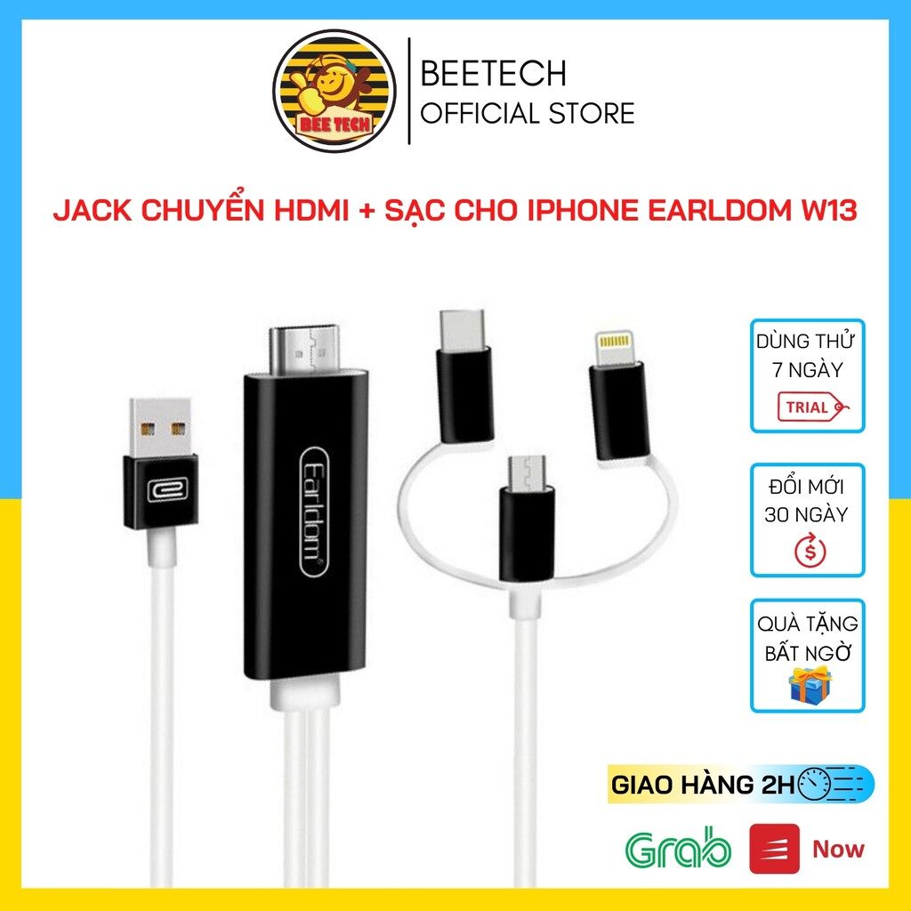 Cáp chuyển HDMI Earldom W13 cho điện thoại xuất hình ảnh video ra màn hình, máy chiếu ... Chất lượng 4K - Beetech