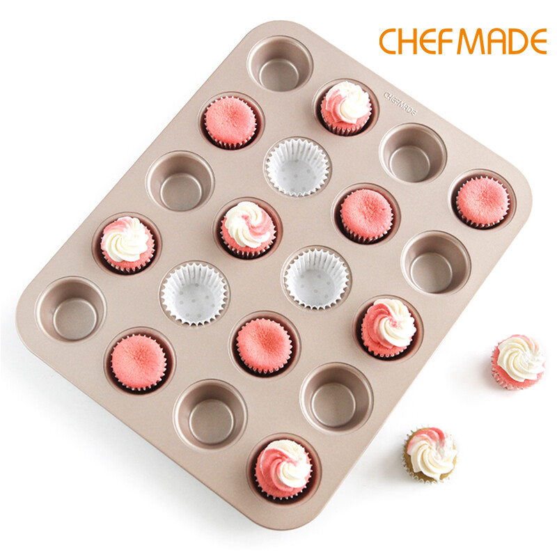 CHEFMADE Khuôn Bánh Muffin Mini Chảo Bánh Cupcake Chống Dính 20 Ngăn FDA Dùng Cho Nhà Bếp Lò Nướng WK9752/WK9753