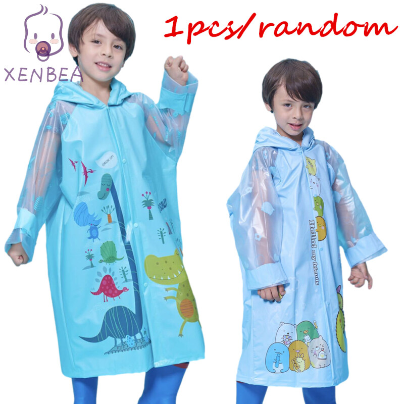 XENBEA เสื้อกันฝนเด็กกับ Schoolbag ตำแหน่งปีกกว้าง Poncho สำหรับ4-10ปี