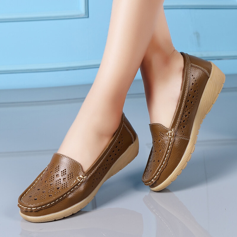 DOSREAL Flat Shoes For Women Genuine Leather Shoes Slip On Casual Loafers Women Shoes Korean Flats White Shoes Big Size 41 ราคา 512 บาท*ส่งฟรี