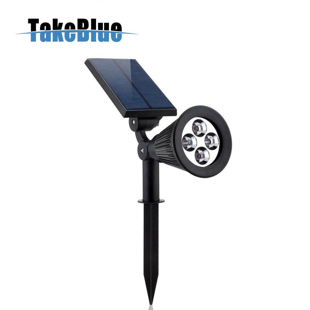 TakeBlue Lampu Solar , 4 LED Solar LED Outdoor Garden Spot Light , Waterproof Solar Panel  2 - in - 1 Adjustable Security Lamp