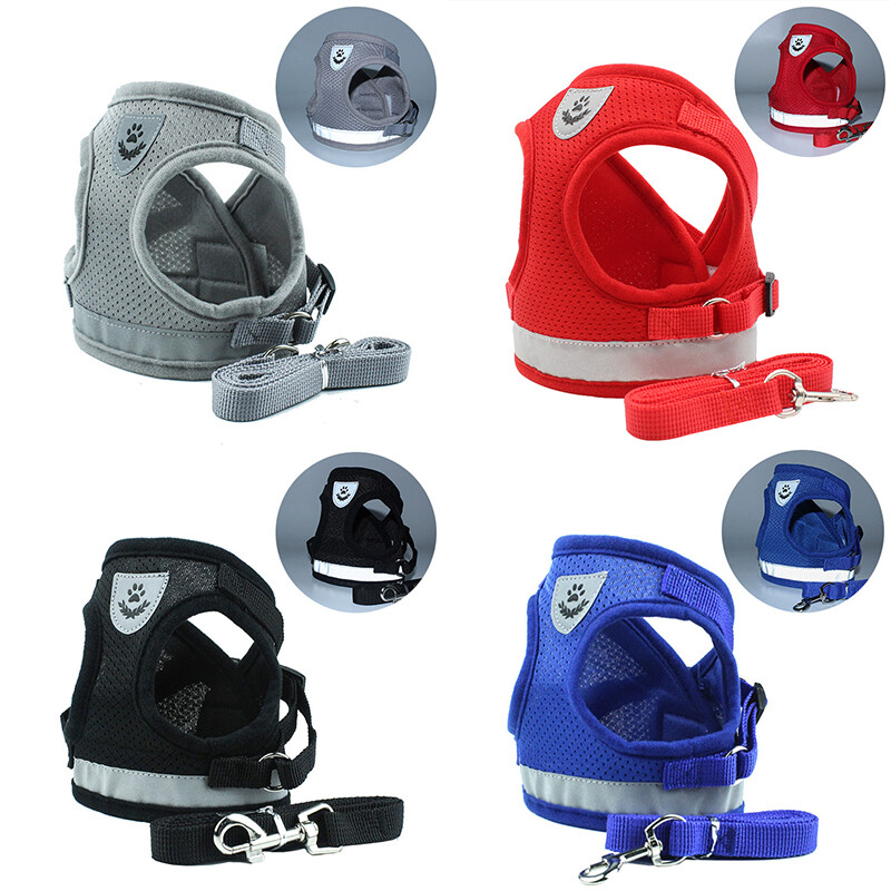 Jianjia28 Áo Khoác Đi Bộ Cho Chó Và Mèo Dây Nịt Thú Cưng Chó Con Mèo Con Áo Phản Quang Có Thể Điều Chỉnh Vòng Cổ Dây Xích Chì