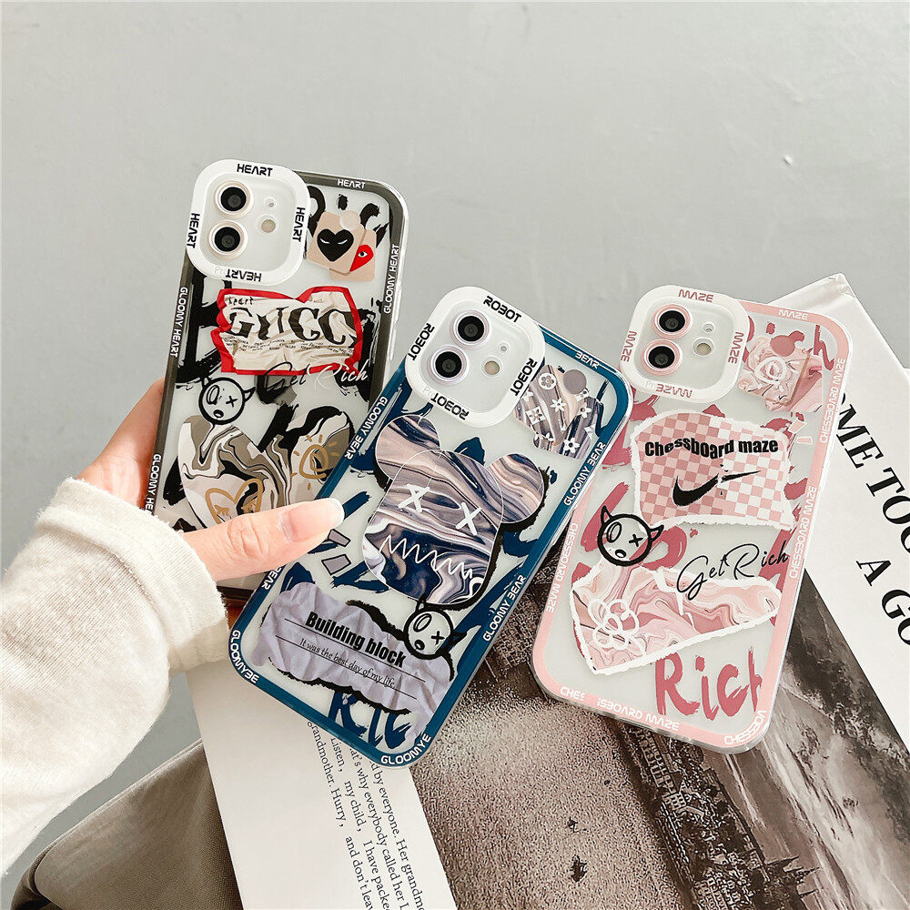 Thẻ Đầu Gấu Giả Mạo Sáng Tạo Cho iPhone 11 12 13 Pro Max X Xs Max iPhone 8 7 Plus SE2020 Ốp Điện Thoại Di Động Hoạt Hình Ốp Điện Thoại Di Động Dễ Thương