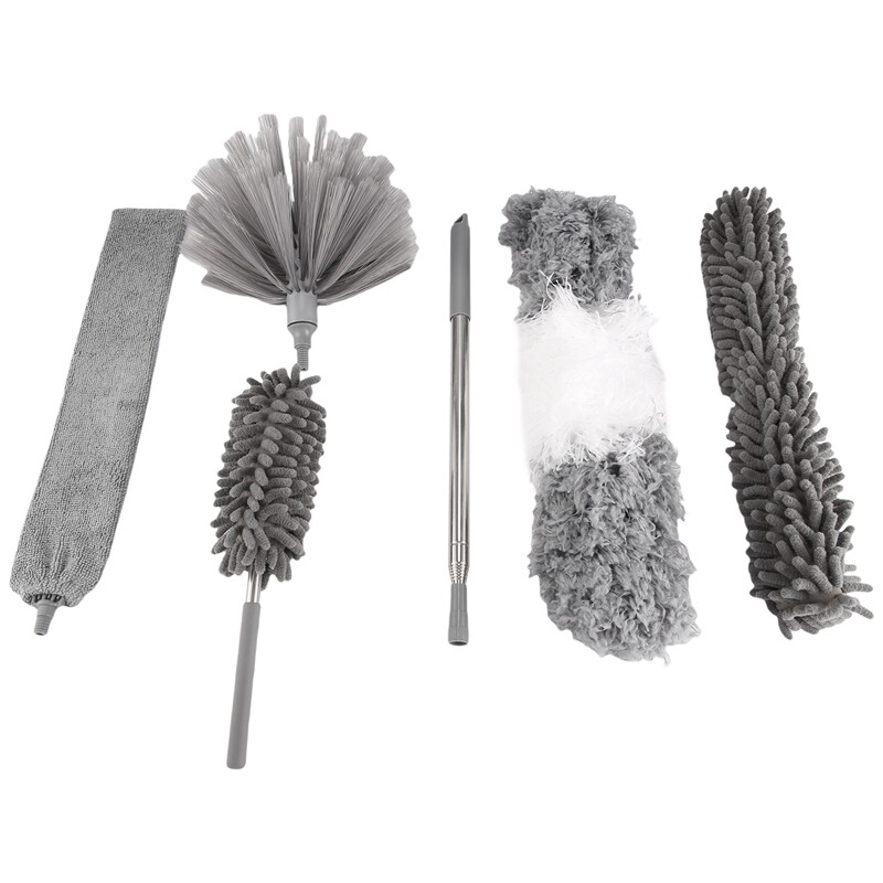 6Pcs Duster Cleaning Kit,Extendable Microfiber Feather Duster for Cleaning