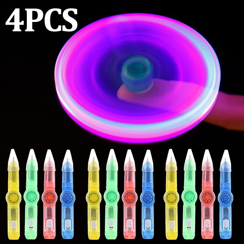 4 Chiếc Bút Bi Xoay LED Lấp Lánh Mát Mẻ Bút Mực Nước Có Đèn Đồ Chơi Giải