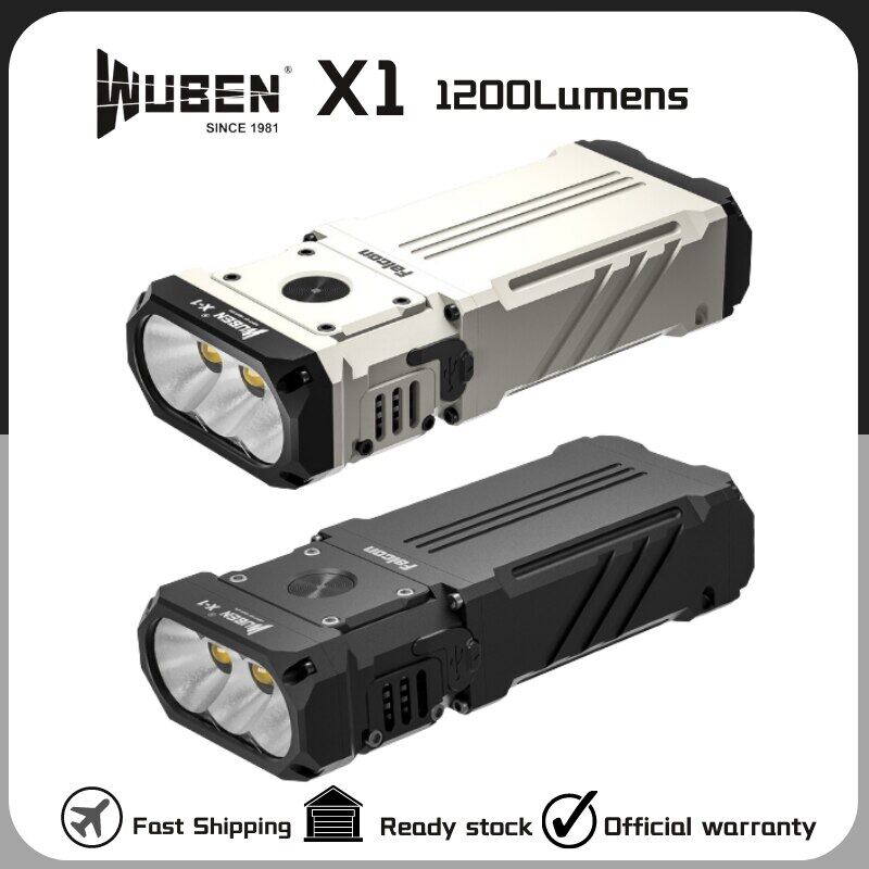 Wuben X-1 cao-mạnh mẽ Loại-C Đèn pin sạc 12000lumens chùm khoảng cách 303M