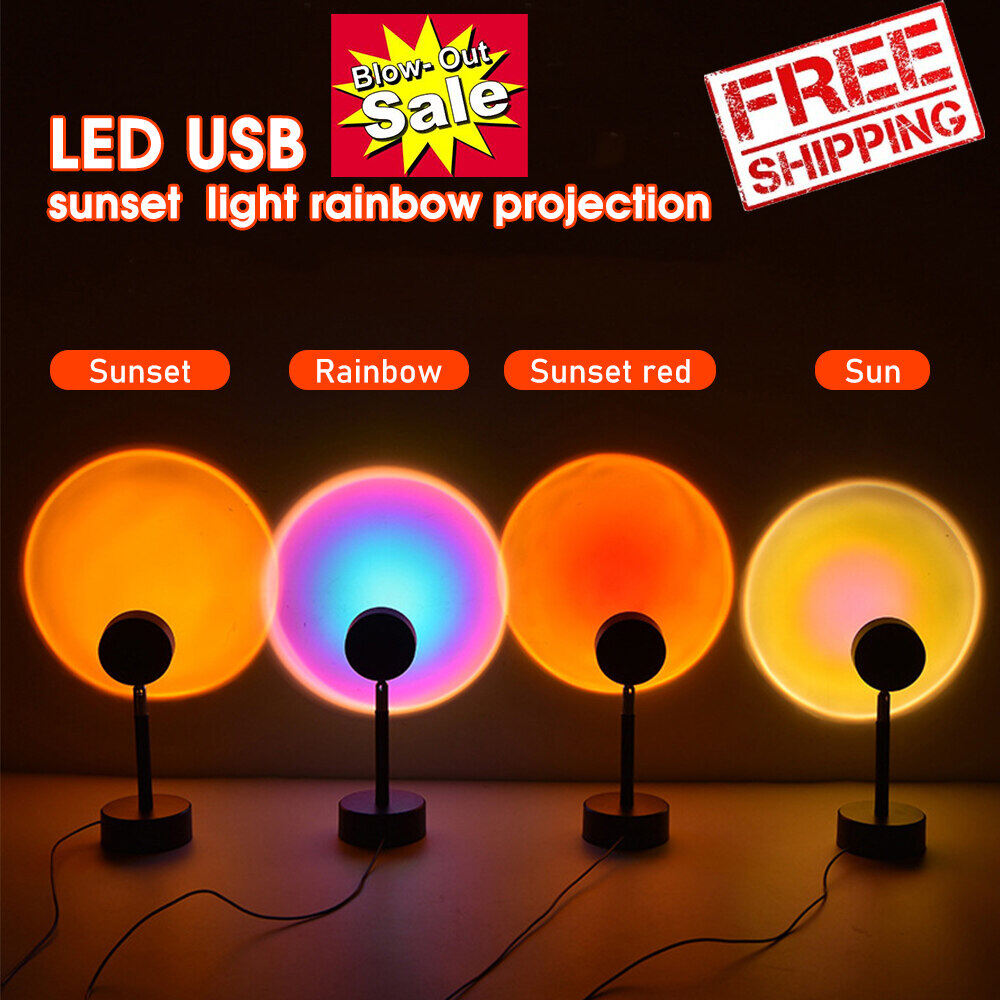 Đèn Ngủ Chiếu Hoàng Hôn Với Phông Nền Phát Sóng Trực Tiếp Xoay 180 ° Như Máy Chiếu Galaxy Trang Trí Đèn Cầu Vồng Không Khí Cho Phòng Ngủ, Usb Sạc