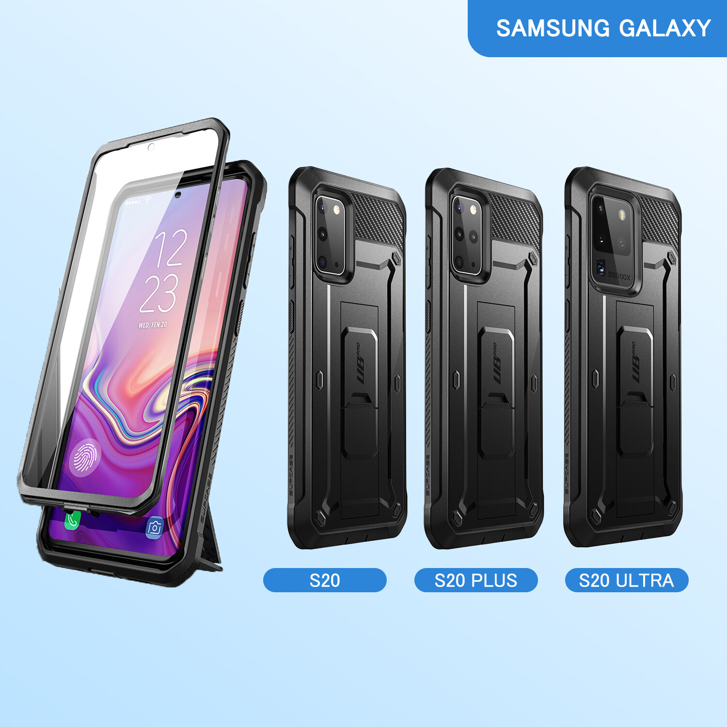SUPCASE UB Pro Cho Samsung Galaxy S20/S20 Plus/S20 Ultra 5G (Bản Phát Hành 2020) Miếng Bảo Vệ Màn Hình Tích Hợp Với Vỏ Bọc Chắc Chắn & Chân Đế Toàn Thân