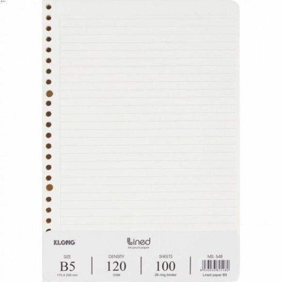-ruột giấy refill sổ còng kẻ ngang b5 - 100 tờ; ms: 548