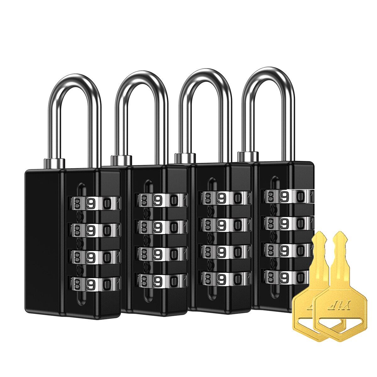 4 chiếc vali kết hợp Khóa mật mã chữ số 4 mặt số khóa mật khẩu mã Hành lý khóa móc du lịch an toàn chống trộm cijfersloten