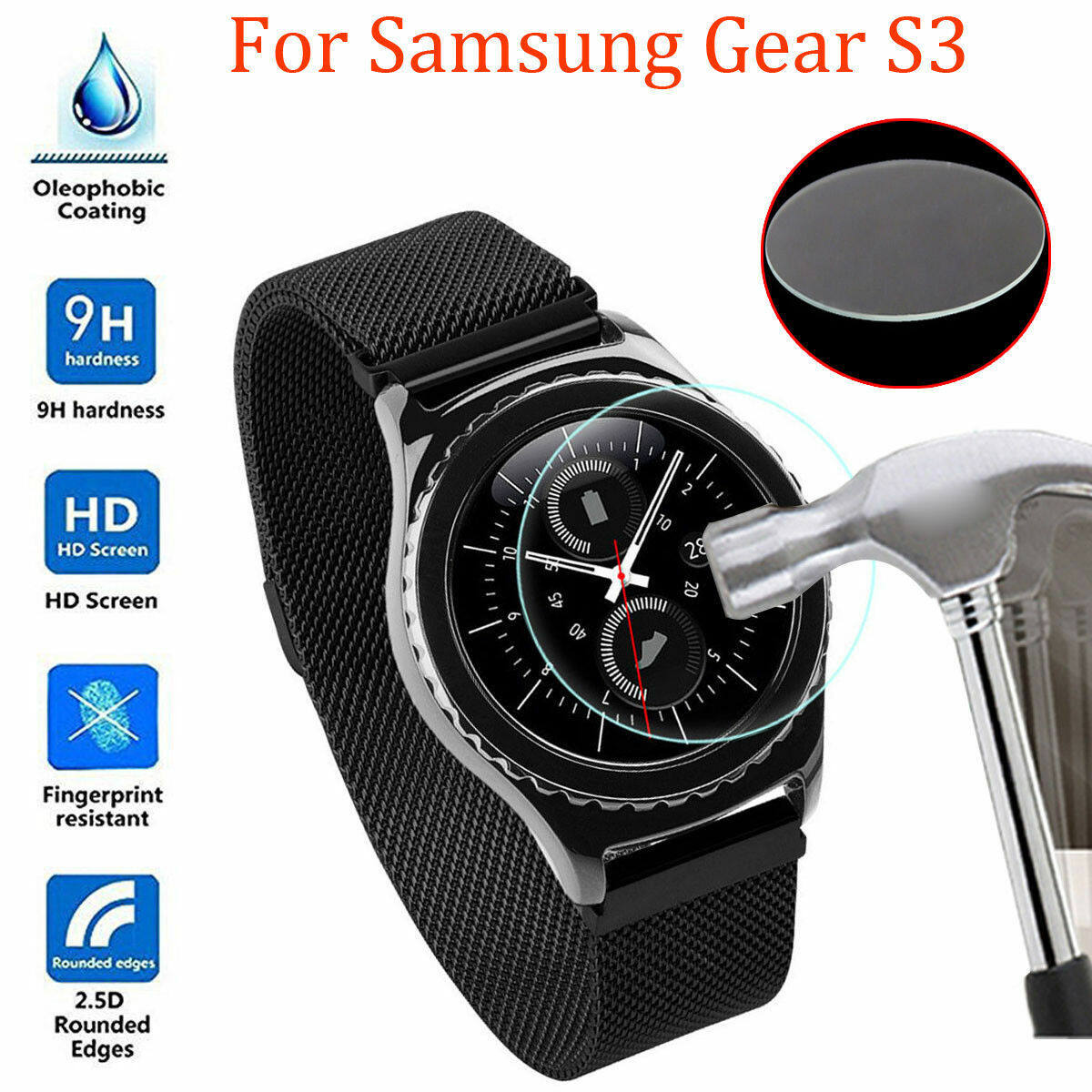 [Songful] Kính cường lực màn hình LCD bảo vệ màn hình cho Samsung Đồng hồ Galaxy Gear S3 cổ điển/biên giới