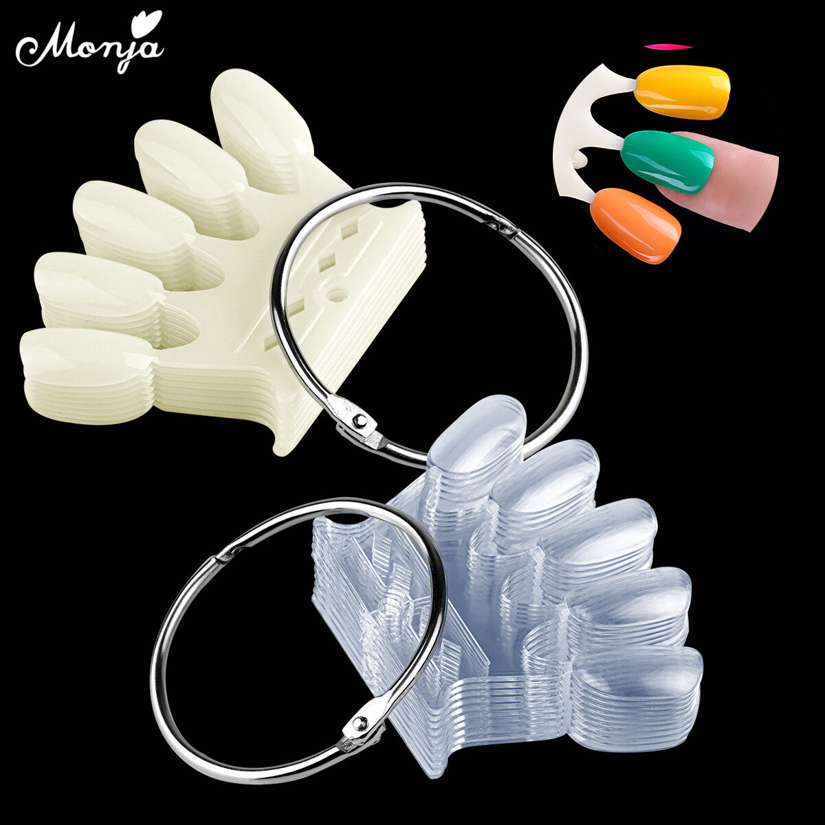 Monja 10 cái bảng thực hành sơn móng tay giả tự nhiên trong suốt bằng gel uv bảng hiển thị màu vương miện dụng cụ làm móng