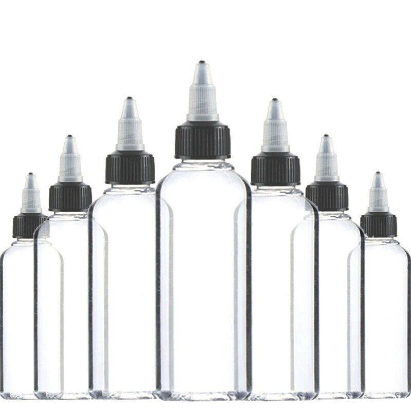 30Pcs 30Ml 60Ml 100Ml 120Ml 150Ml Plastic Empty Ink Vial Twist Top Black Cap Transparent Clear Bottle Tattooing Accessories