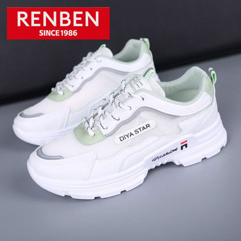 RENBEN Openwork women's sneakers Korean version of breathable and versatile casual shoes Mesh daddy shoes Trendy little white shoes