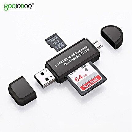 Goojodoq bộ chuyển đổi 2 trong 1 micro usb otg sang usb 2.0 đầu đọc thẻ sd thẻ tf micro sd sdxc