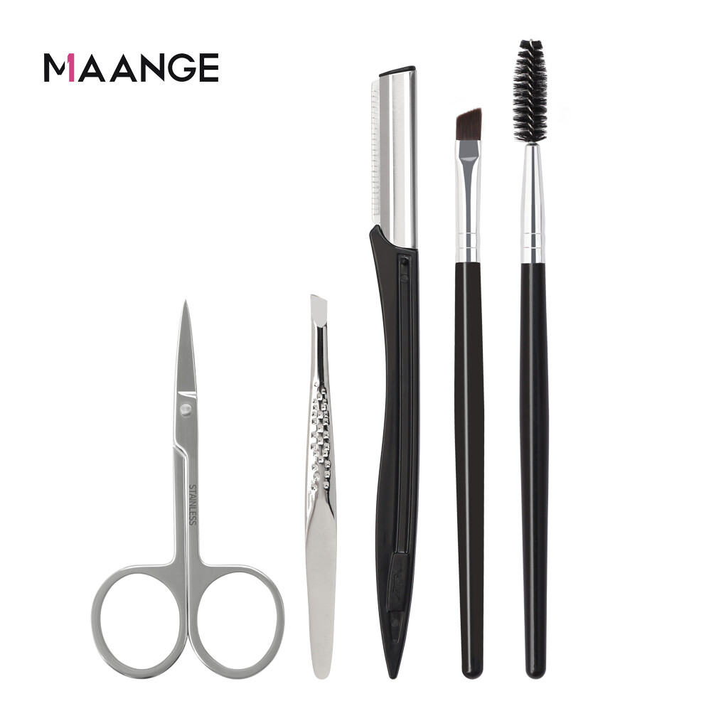 MAANGE Dụng cụ tỉa lông mày 5 cái Bộ dụng cụ chải lông mày Cọ lông mày Lược chải lông mày
