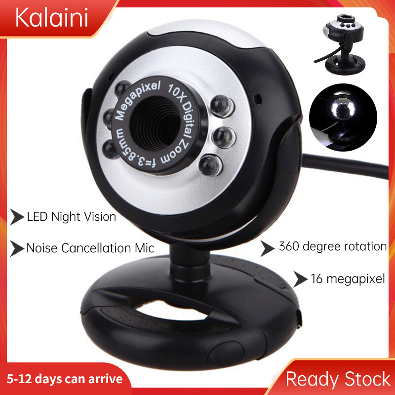 Camera webcam kalaini usb 16 megapixel có chức năng chống ồn, có mic 6 đèn led, webcam nhìn ban đêm cho máy tính máy tính xách tay, máy tính cá nhân