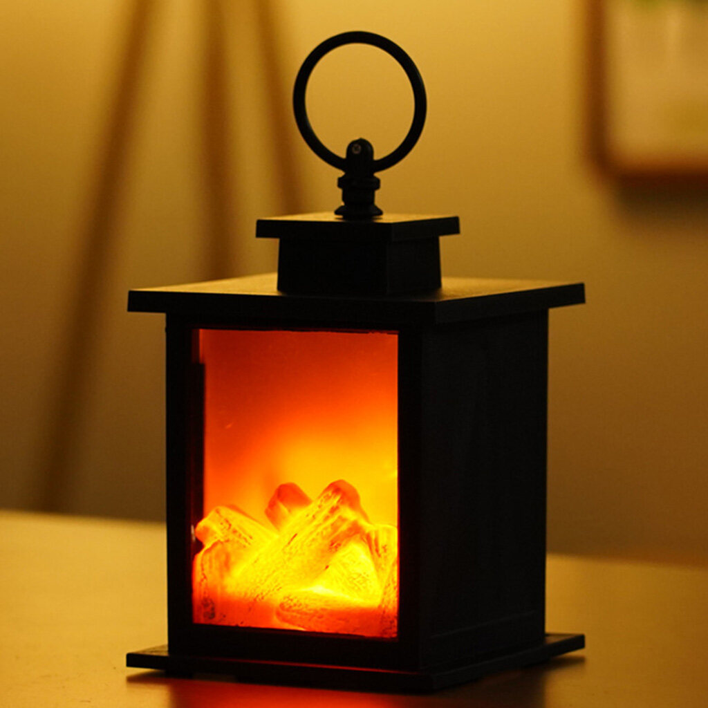 Baoblaze Đèn Lồng LED Cầm Tay Lò Sưởi Đèn Hiệu Ứng Lửa Khúc Gỗ Không Cháy