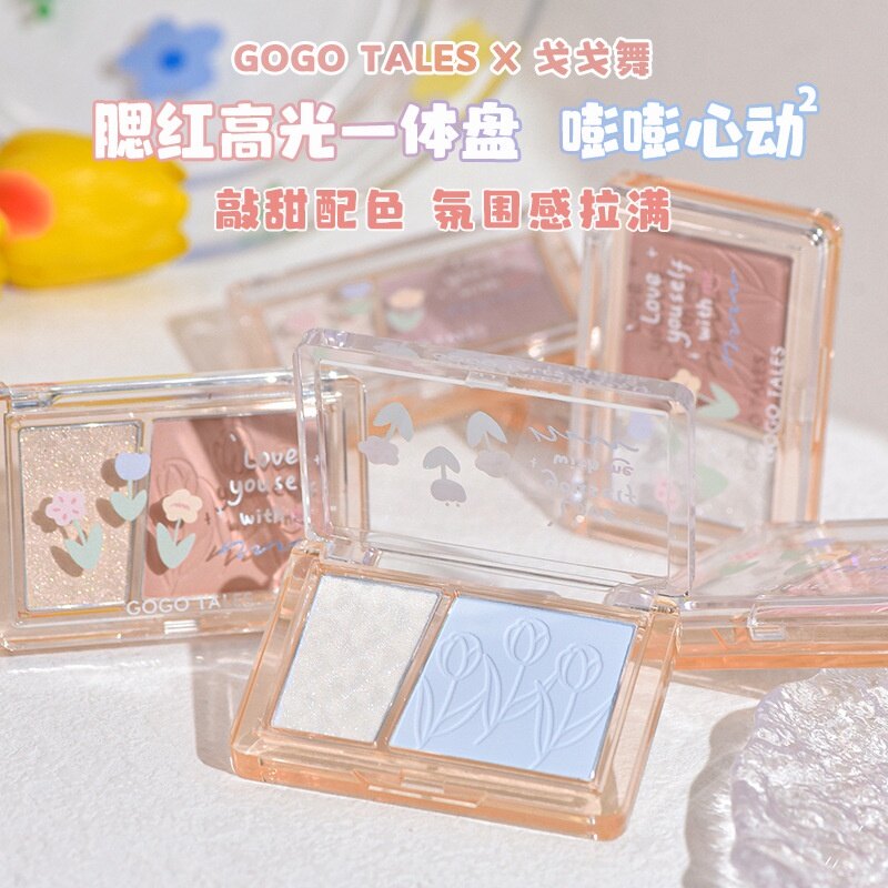 Gogo tales phấn má dạng kem bùn phấn bắt sáng tự nhiên phấn má hồng đơn sắc phô mai màu máu phấn má tự nhiên trang điểm mặt