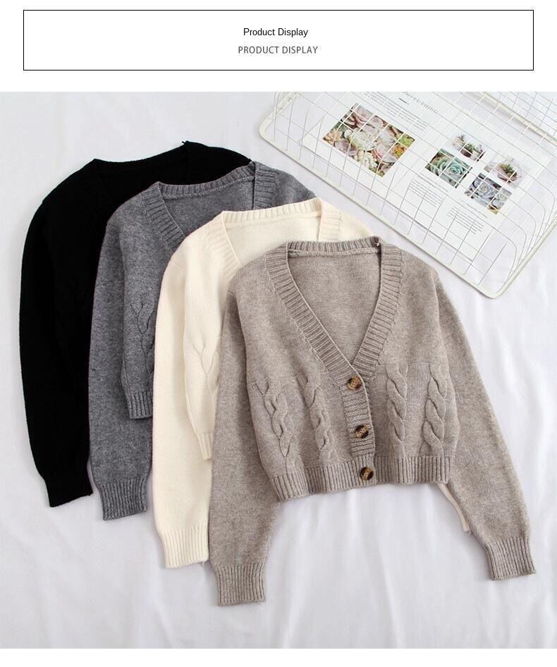 Autumn 2020 new twist hot girl style knit sweater jacket women's autumn and winter wear short loose sweater cardigan