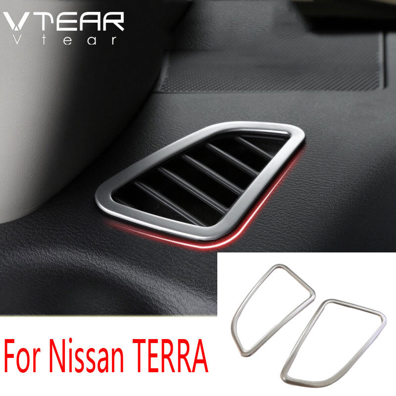 Vtear For Nissan TERRA 2018 2019 2020 2021 / Navara NP300 2019 2020 2021 Front exhaust vent decorative frame Automotive stainless steel parts Air outlet decorative ring ราคา 258 บาท*ส่งฟรี
