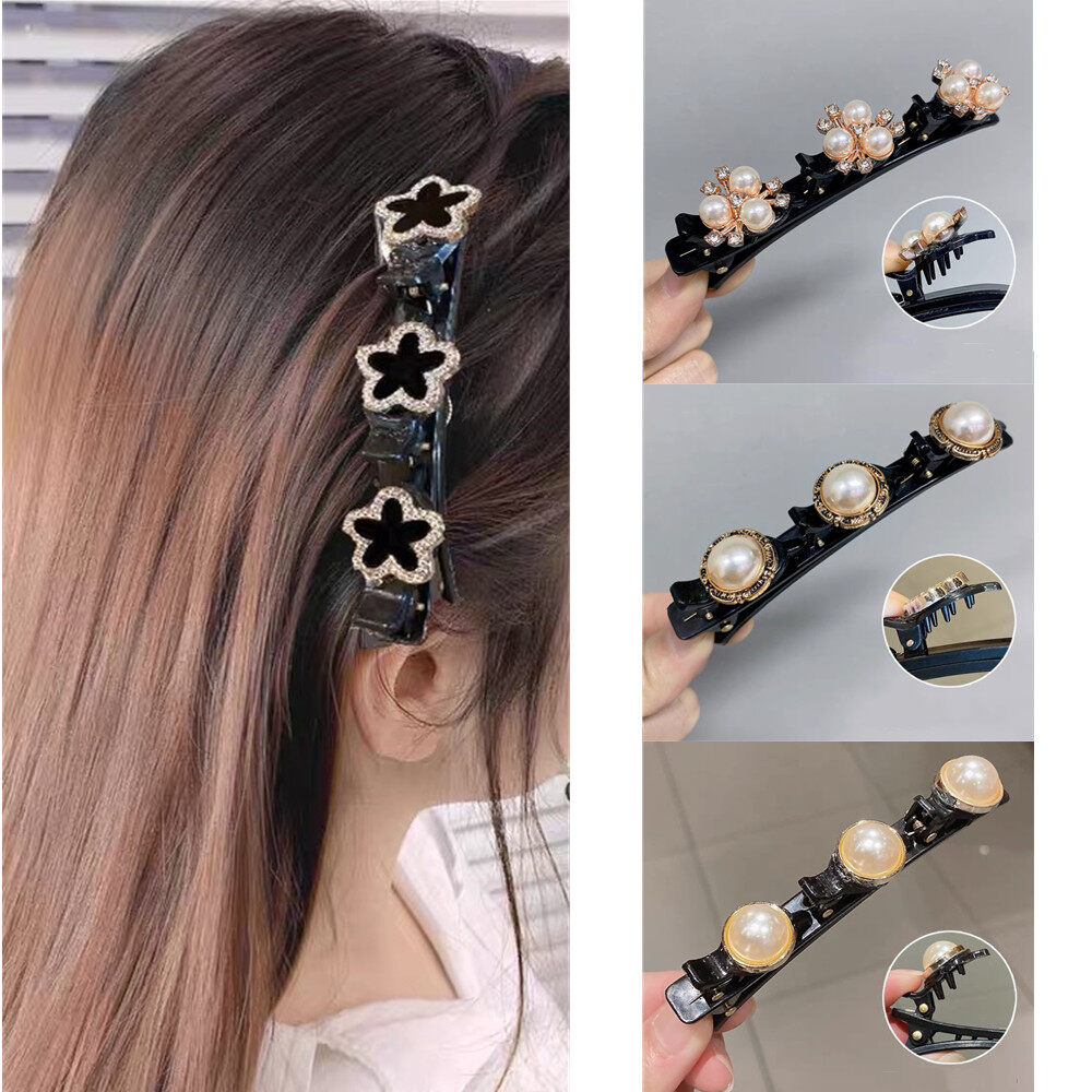 BUBBLE FASHION New Toothed Double Layer Braided Fixed Broken Hair Duckbill Clip Hairpin Headdress