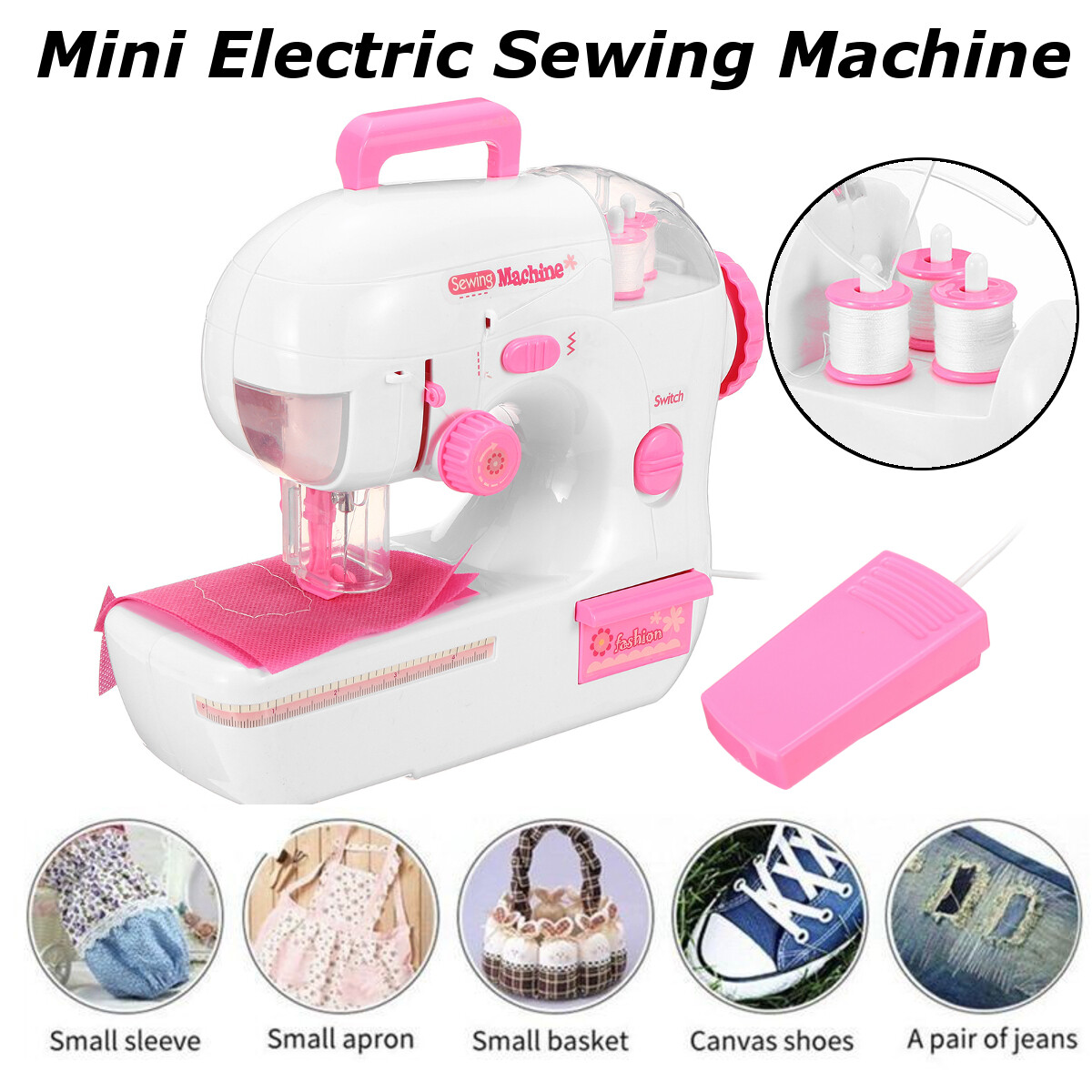 Generic Portable Electric Pedal Sewing Machine Automatic Tread Rewind