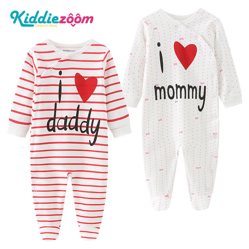 Kiddiezoom Newborn Baby Clothes Onesies Newborn Boys Girls Long Sleeve Romper i love daddy&mommy bebes Jumpsuit Bodysuits 100% Cotton