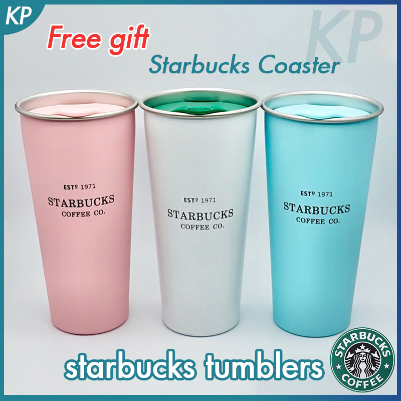 Starbuck Cốc 2021 (Quà Tặng Miễn Phí Coaster Starbuck) Cốc Hút Chân Không Có Nắp Cốc Để Bàn Hai Lớp Bằng Thép Không Gỉ Cốc Màu Trắng Xanh Hồng Dung Tích Lớn