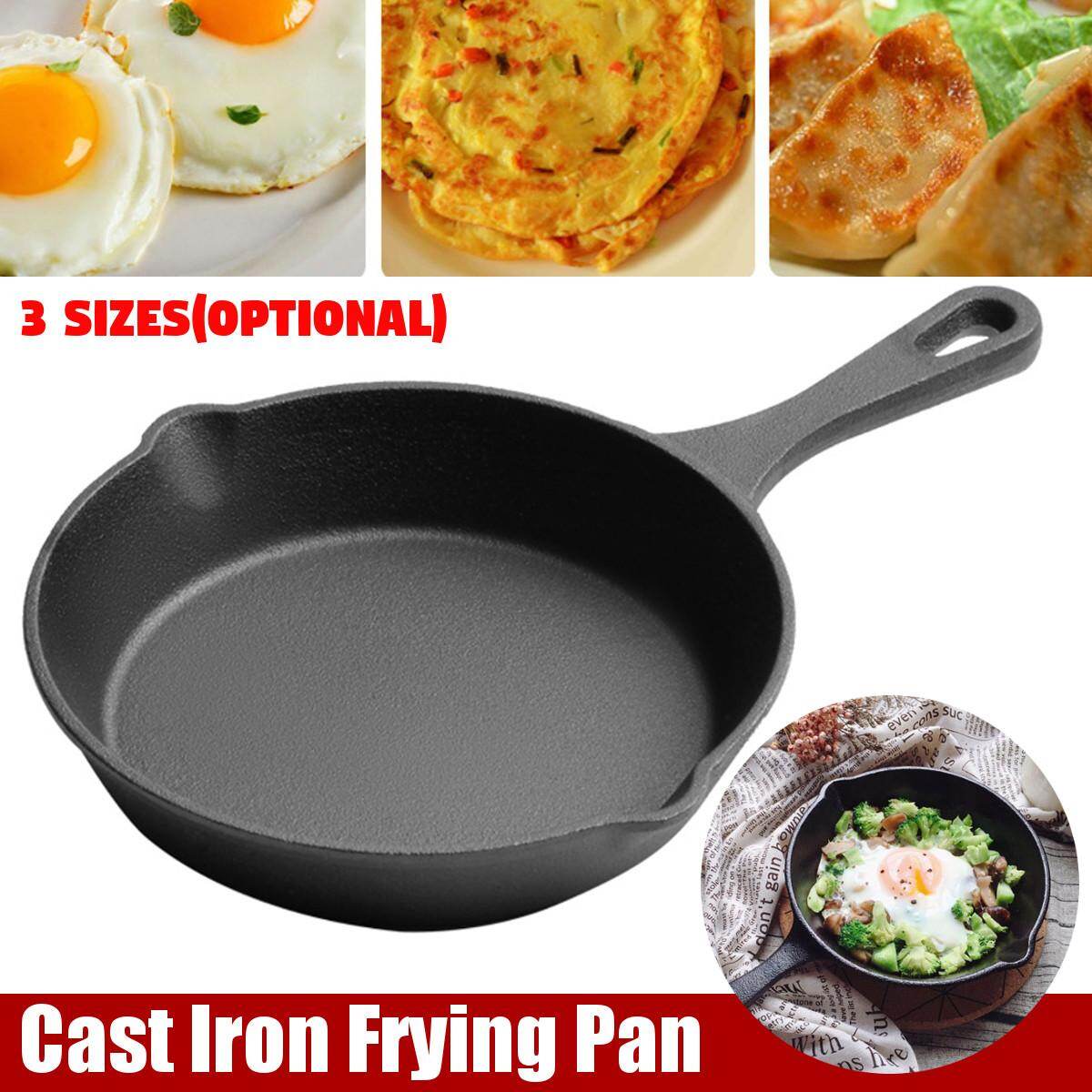 Generic 1pcs 3 Sizes Cast Iron NonStick Frying Griddle Pan Barbecue