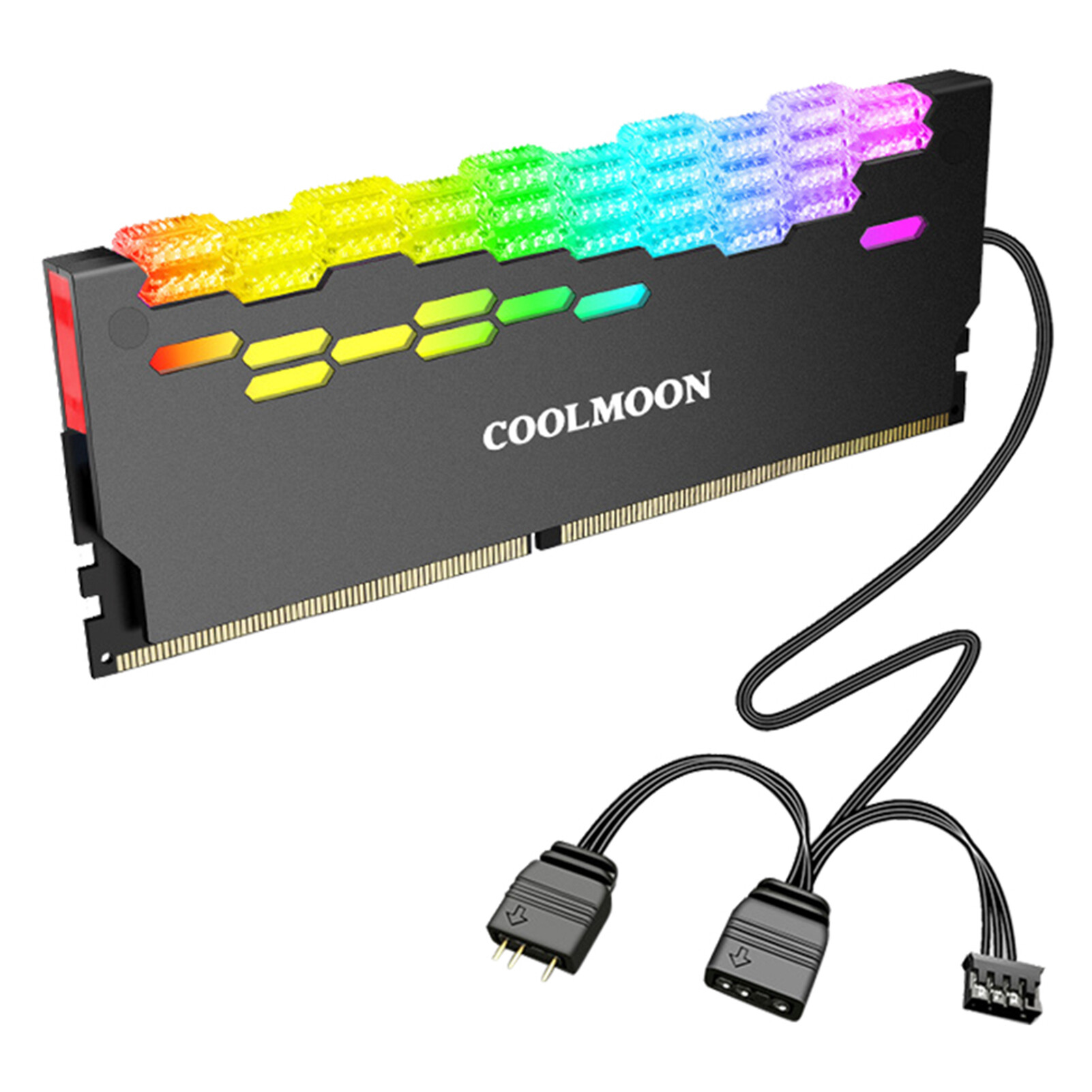 Tanjiaxun bộ tản nhiệt ram coolmoon ra-2 bộ tản nhiệt hiệu quả 5v argb tương thích rộng hiệu ứng ánh sáng rực rỡ bộ làm mát bộ nhớ máy tính để bàn cho máy tính bộ tản nhiệt ram