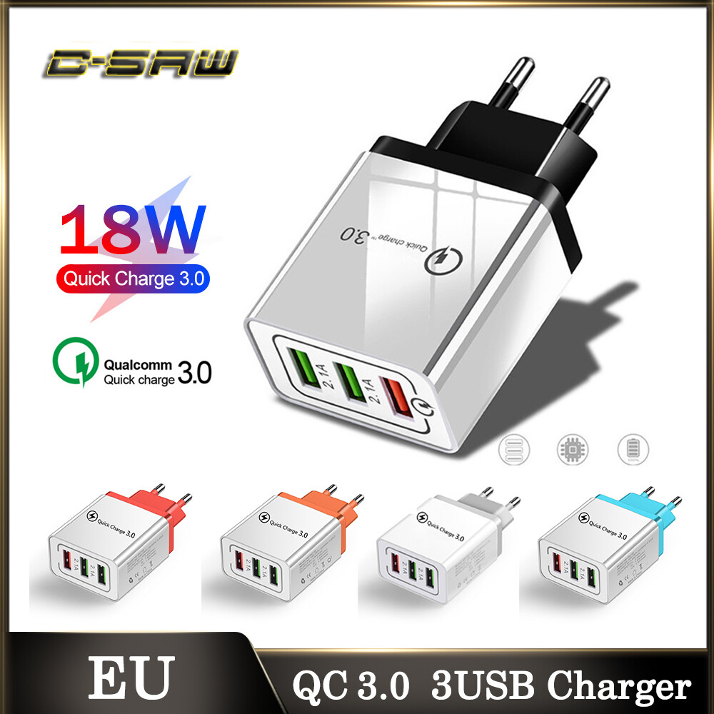 Bộ Chuyển Đổi Sạc Nhanh USB Đa Năng C-SAW 18W EU Bộ Sạc Nhanh Điện Thoại Di Động Cắm Tiêu Chuẩn QC3.0 Cho Samsung Xiaomi Huawei OPPO VIVO iPhone Redmi