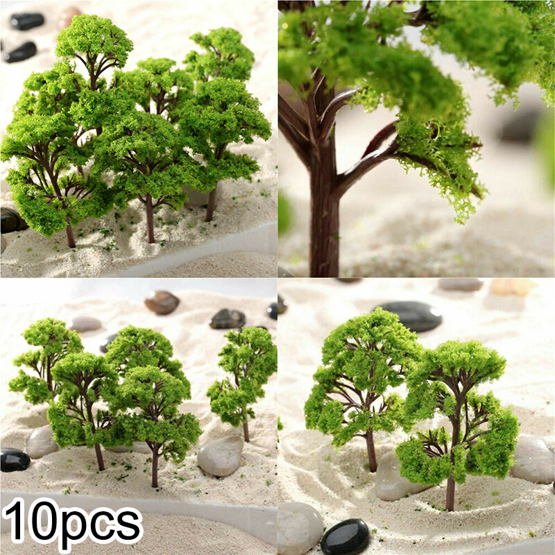 HOMEDECAL 10 Cái 4CM Cây Mô Hình Đường Sắt Diorama Mini Phong Cảnh Quy Mô Nhựa Cảnh Trang Trí Nhà
