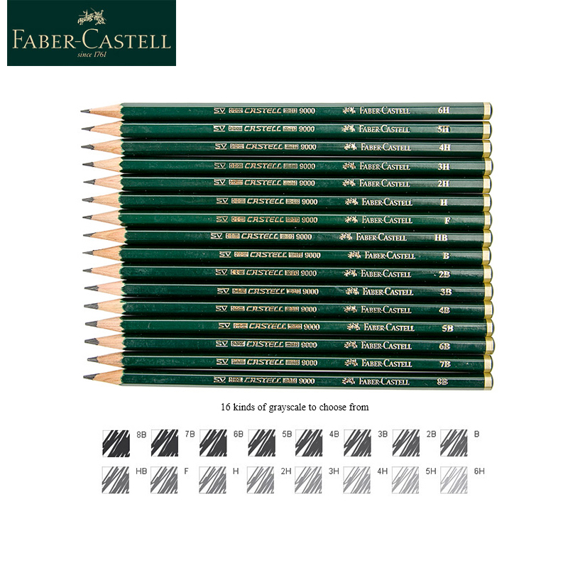 Faber-castell 9000 bút chì 12/16 pcs Thiết lập bút chì đi học bút chì than cho bản vẽ và phác thảo Bộ bút