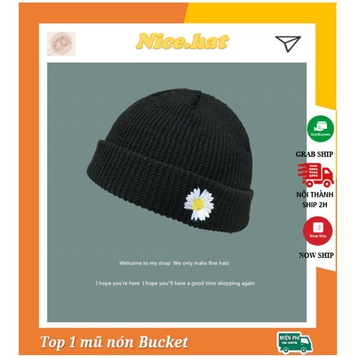 Mũ beanie len hoa cúc gd - nón len cúc họa mi gdragon phong cách - l05