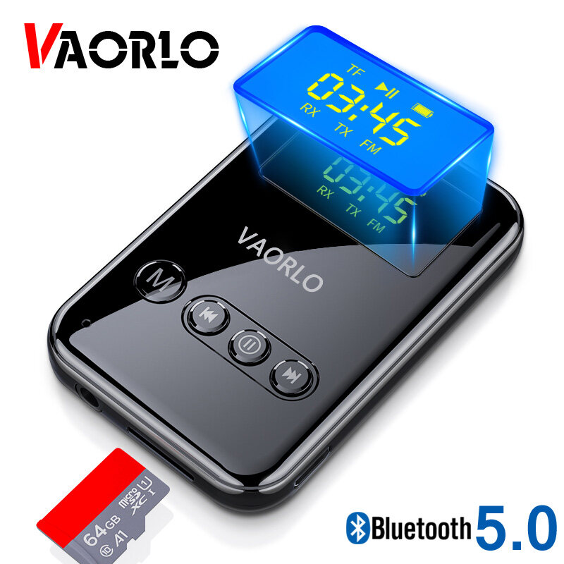 VAORLO Không Dây 4 Trong 1 Recevier Transmitter FM Adapter Bluetooth 5.0 Truyền TF Card Play LED Hiển Thị Âm Nhạc Stereo Cho Xe Kit Tai Nghe T V PC
