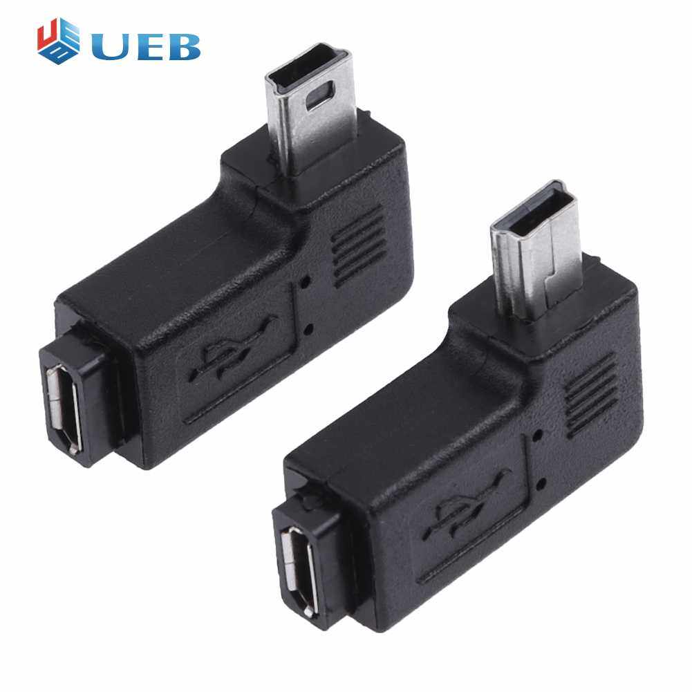 2 Chiếc Đầu Nối Chuyển Đổi Micro USB Cái Sang Mini USB Đực 90 Độ