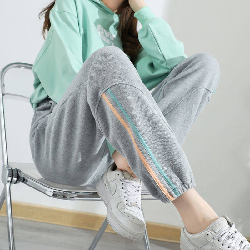 Plus size Sweatpants for women Korean style High waist Loose straight leg pants