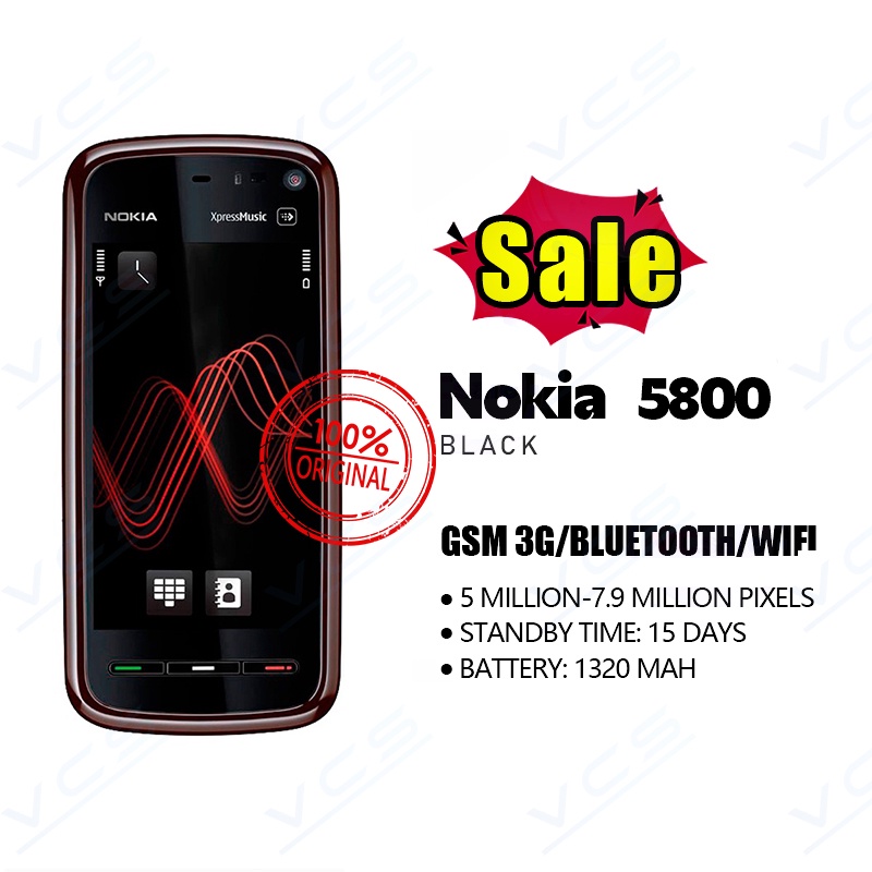 Original for Nokia 5800 Music Straight Touch Screen Mobile Phone Cellphone Function Basic Phone ราคา  699 บาท*ส่งฟรี