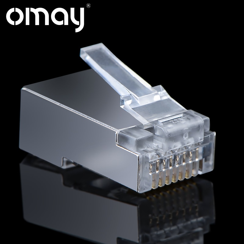 Rj45 Cat6 CAT5E kết nối 8p 8C phích cắm mô-đun Adapter Cáp Ethernet đầu 1Gbps Gigabit Mạng uốn pha lê UTP 10/50 cái omay