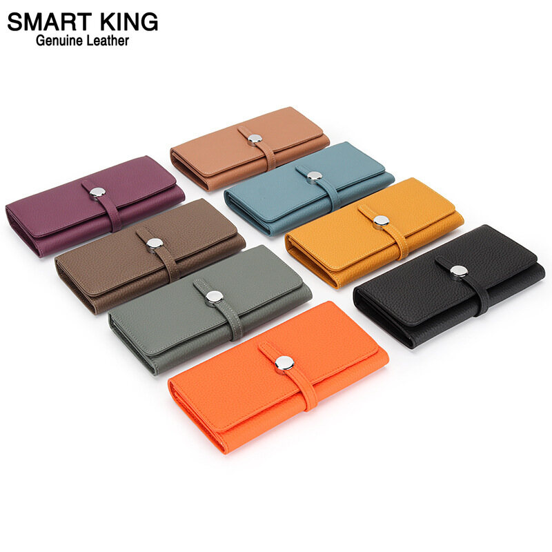 Smart king ví dài da thật mới ví sức chứa lớn cho nữ ví cầm tay nữ da bò mềm túi đựng điện thoại ví mỏng ví đựng thẻ thanh lịch